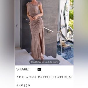 Adrianna Papell Platinum 40470 Side Ruched Cap Sleeve Beaded Dress